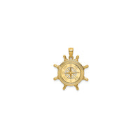 Glossy Ship Steering Wheel Nautical Compass Pendant (14K)