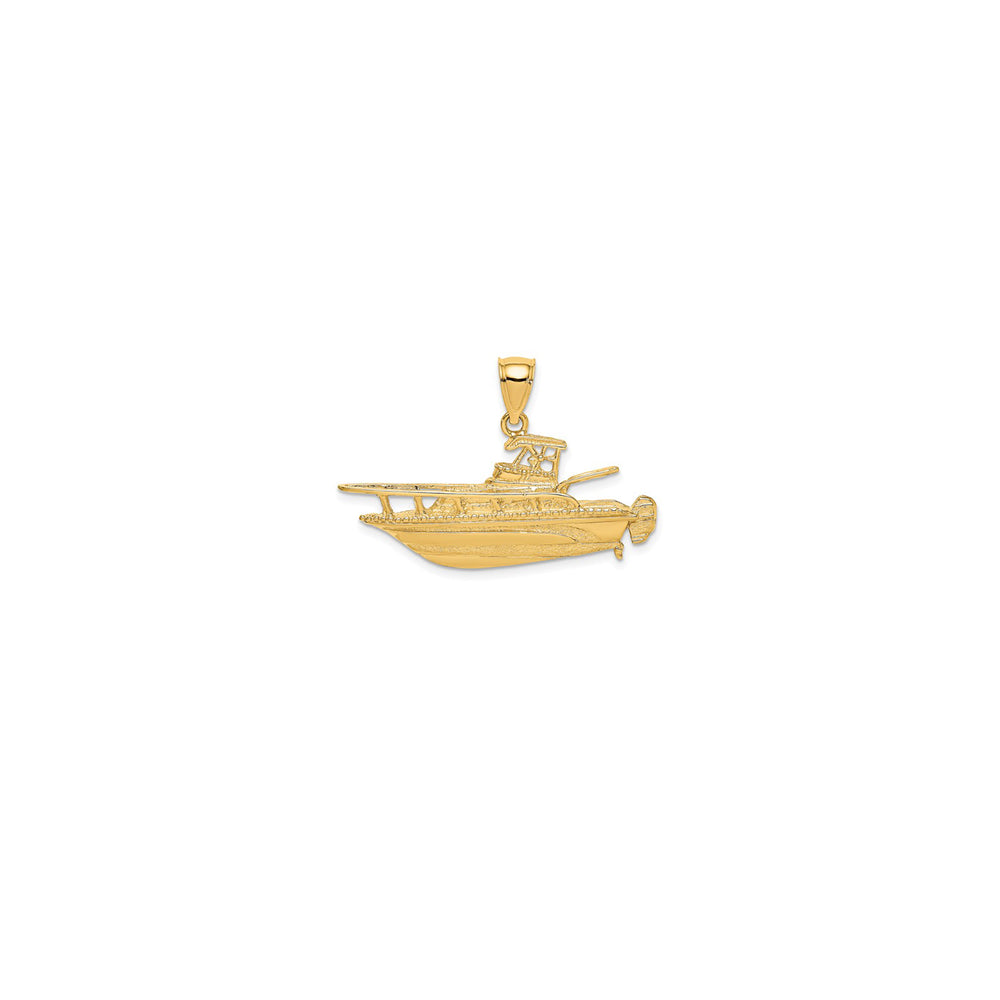 Textured Fishing Boat Pendant (14K)