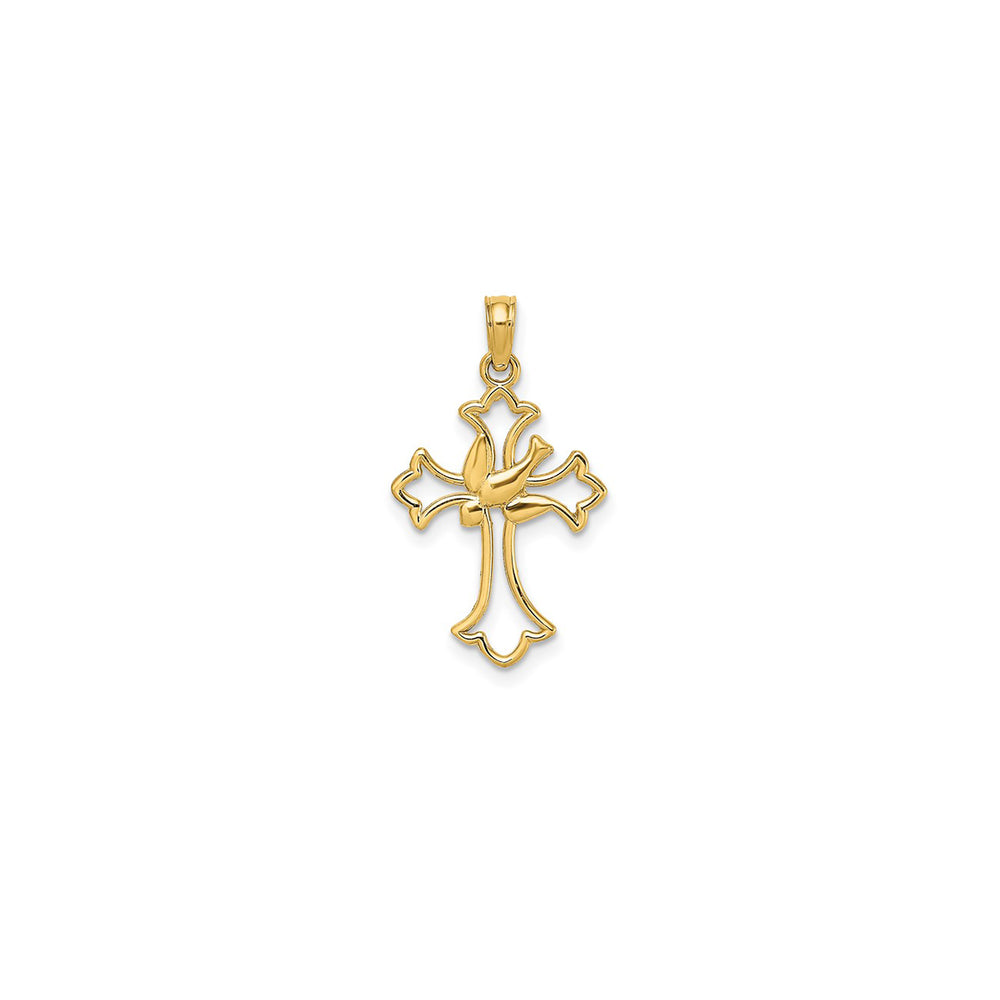 Outline Cross Dove Pendant (14K)