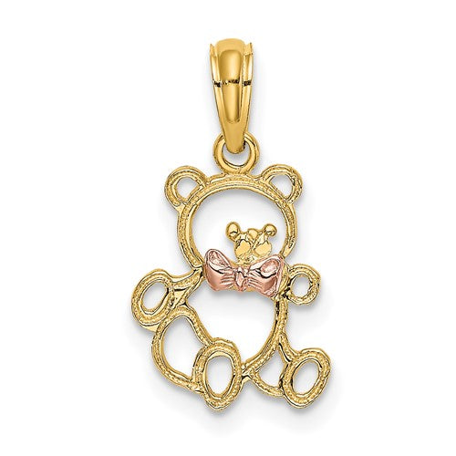 Teddy Bear with Bow Tie Pendant (14K)