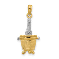 3-D Champagne Bottle in Ice Bucket Pendant (14K)