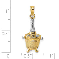 3-D Champagne Bottle in Ice Bucket Pendant (14K)
