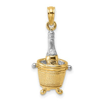 3-D Champagne Bottle in Ice Bucket Pendant (14K)