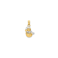 Two-Tone Glossy Scarf Snowman Pendant (14K)