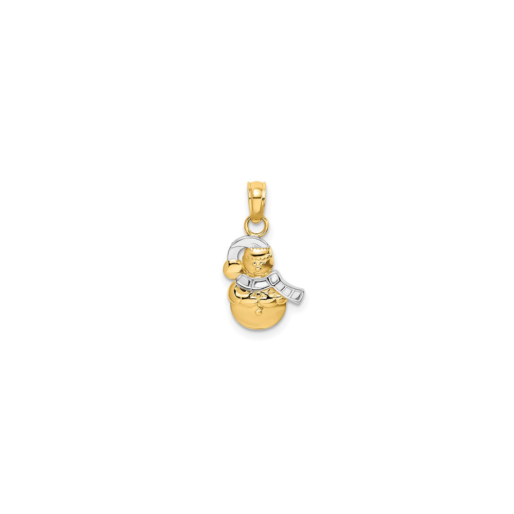 Two-Tone Glossy Scarf Snowman Pendant (14K)