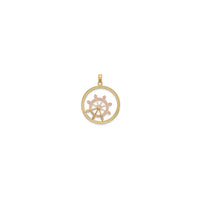 Tricolor Round Frame Ship Wheel Pendant (14K)