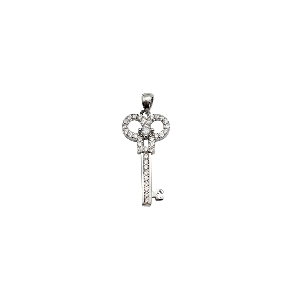 Cubic Zirconia Key Pendant (Silver)