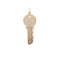 Stoneset Cylinder Key Pendant (14K)