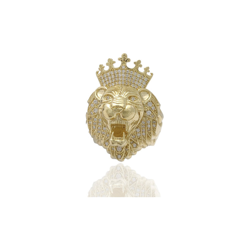 King Lion Head CZ Ring (14K)