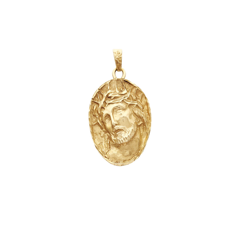 Jesus 3D Portrait Oval Medallion Pendant (14K) – Popular J
