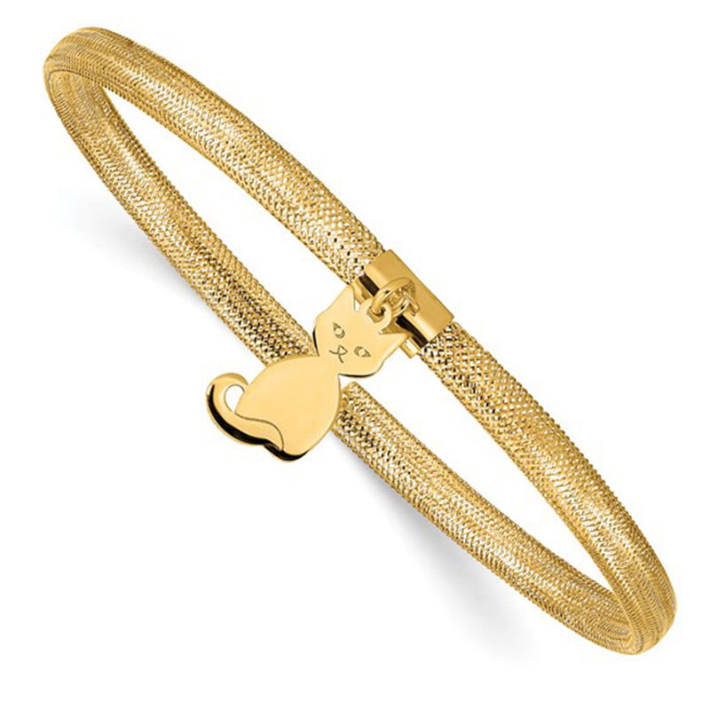 Kitty Charm Mesh Stretchable Bangle Bracelet (14K) Popular Jewelry New York