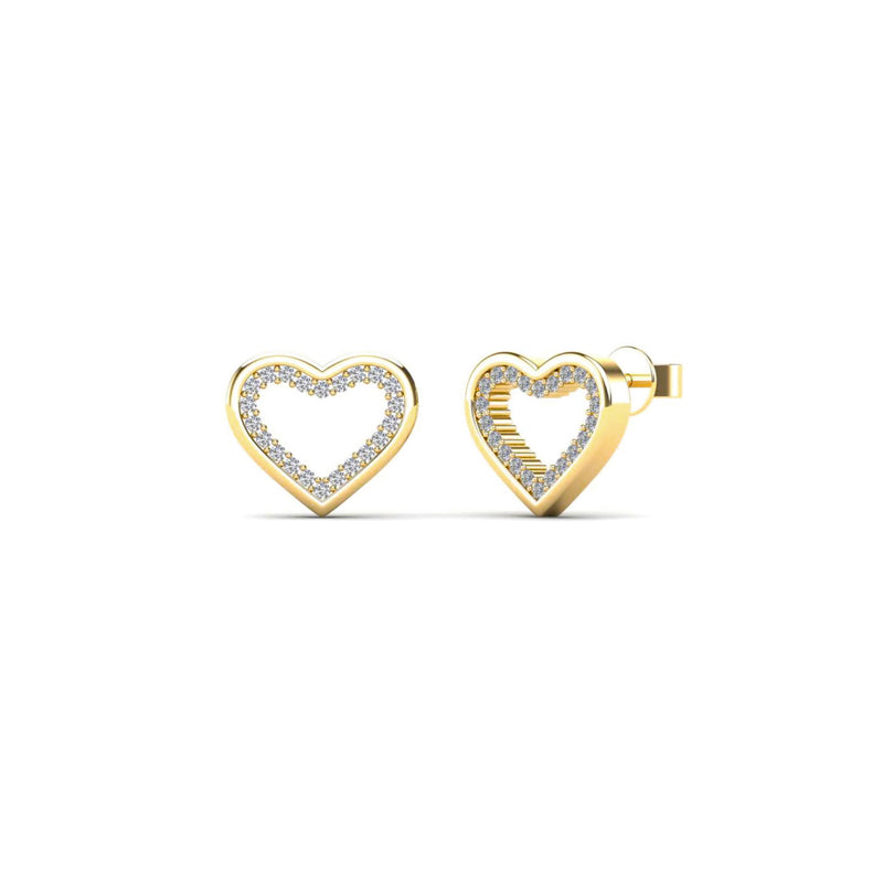 Diamond Heart-Shape Outlined Stud Earrings (14K)