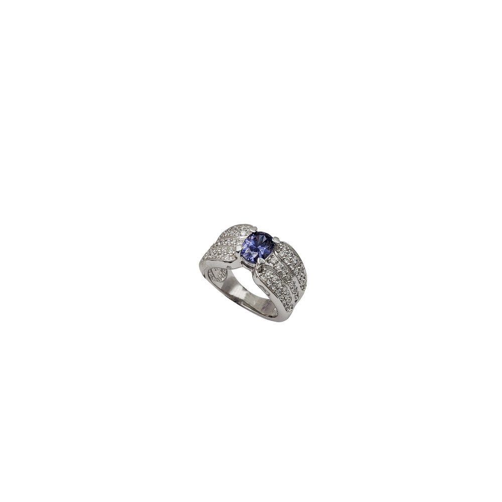 Oval Tanzanite With Sparkling CZ Ring (Silver)