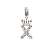 [2.2 inch] Icy Crown Initial Letter Pendant (Silver)
