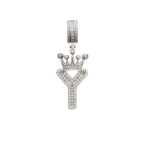 [2.2 inch] Icy Crown Initial Letter Pendant (Silver)