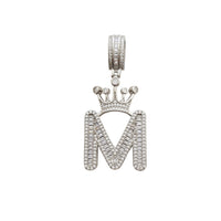 [2.2 inch] Icy Crown Initial Letter Pendant (Silver)