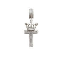 [2.2 inch] Icy Crown Initial Letter Pendant (Silver)