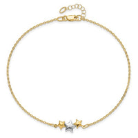 Two Tone Star Anklet Bracelet (14K)