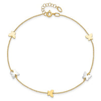 Two Tone Butterfly Anklet Bracelet (14K)