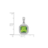 Cubic Zirconia Birth Stone Square Pendant (Silver)