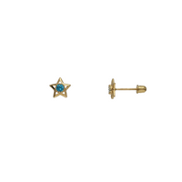 Zirconia Outlined Star Stud Earrings (14K)