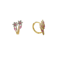 Flower Bouquet Huggie Earrings (14K)