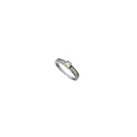 Bezel Princess-Cut Setting Light Yellow Stone Engagement Ring (Silver)