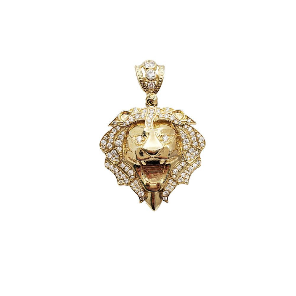 Iced-Out Lion Head Pendant (10K)