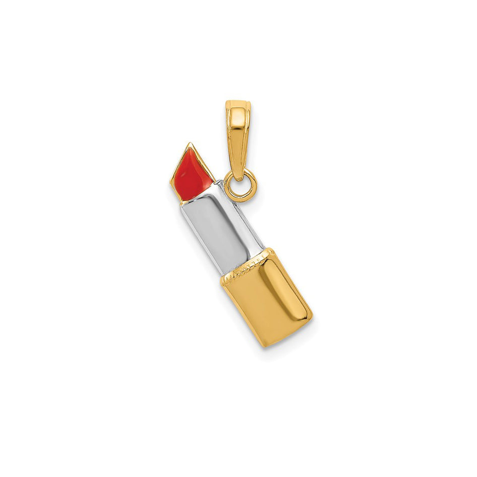Yellow Gold Enameled Lipstick Charm (14K)