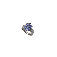 Flower Tanzanite With Sparkling CZ Ring (Silver)