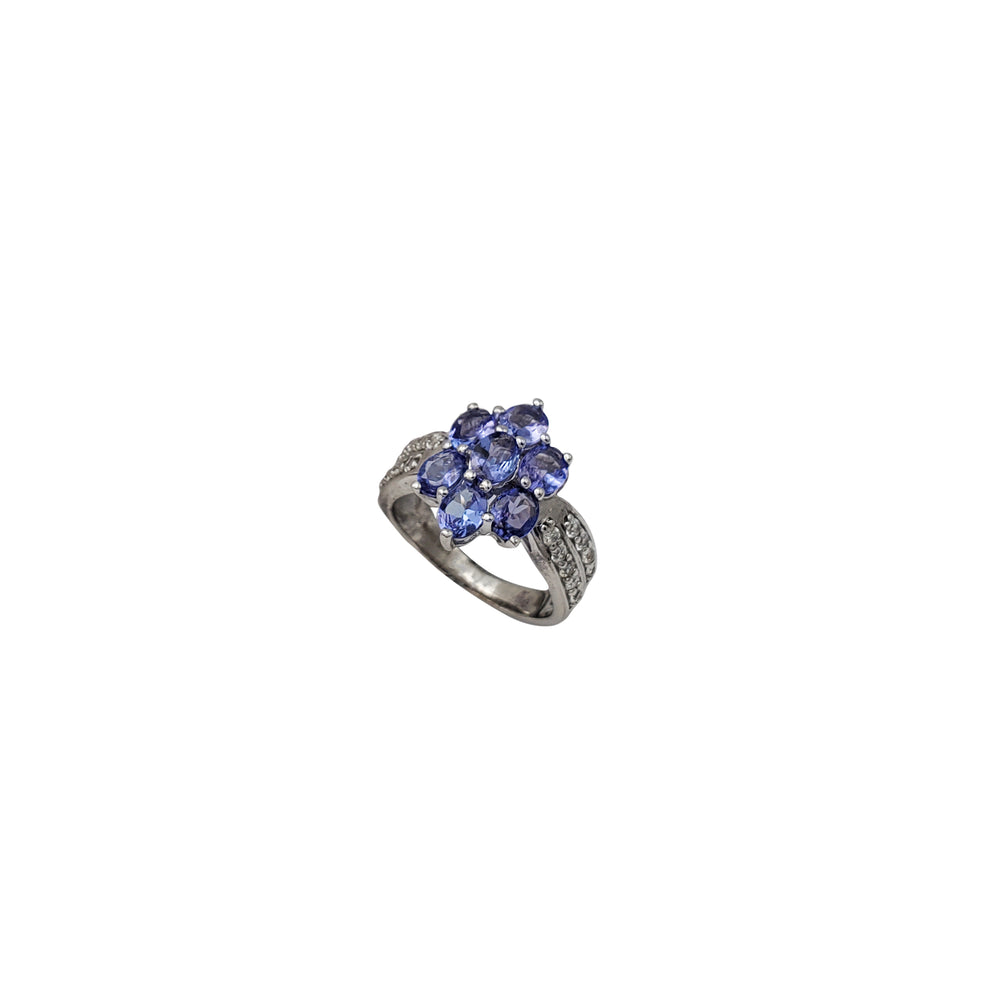 Flower Tanzanite With Sparkling CZ Ring (Silver)