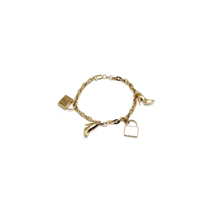 Padlock & Heels Charm Bracelet (14K)