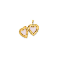 Heart Shape Locket With Floral I Love You Pendant (14K)