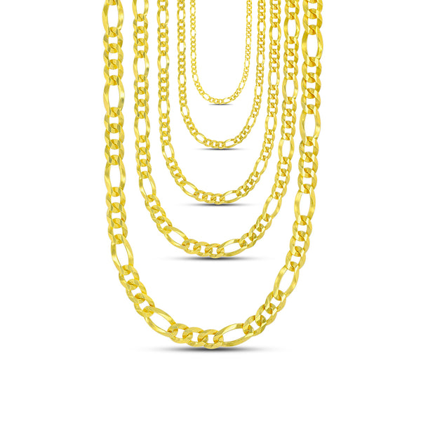 Yellow Solid Figaro Chain (Silver)