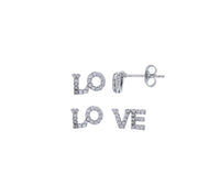 "LOVE" Stud CZ Earrings (Silver)