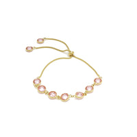 Labradorite Connector Adjustable Bracelet CZ (14K) Yellow gold, Pink Stones, Light Pink, Popular Jewelry