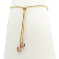 Labradorite Connector Adjustable Bracelet CZ (14K) Yellow gold, Pink Stones, Light Pink, Popular Jewelry