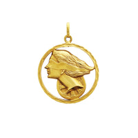 Įrėmintas Lady Justice medaliono pakabukas (14K) Popular Jewelry NY