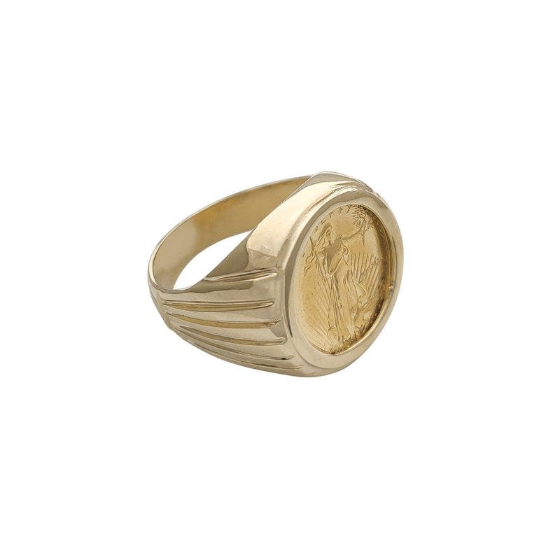Lady Liberty Ridged Ring (14K & 22K) Popular Jewelry New York