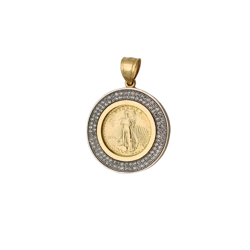 Lady Liberty Medallion CZ Pendant (14K) Popular Jewelry New York