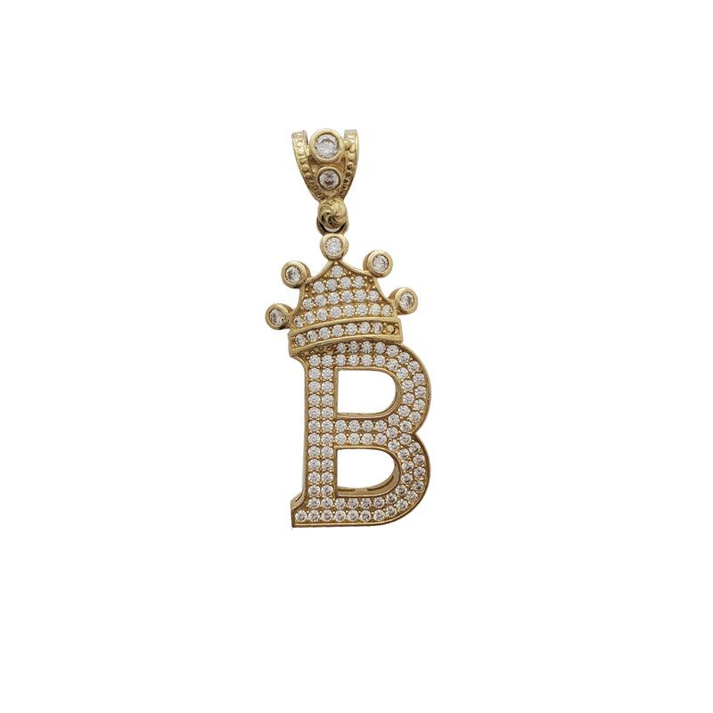 Icy Crowned Initial Letter Pendant (14K)