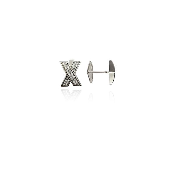 Letter X CZ Cuff Link (Silver) New York Popular Jewelry