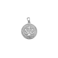Libra Zodiac Sign Medallion Pendant (White Silver) Popular Jewelry New York