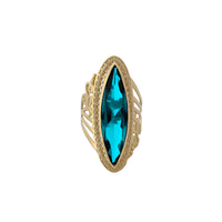 แหวนลายเถาวัลย์ลายเส้นแสง Aqua Marquise (14K) Popular Jewelry นิวยอร์ก