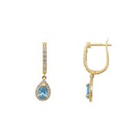 Light Blue Teardrop U Shape Huggie Dangling Earrings (14K) Popular Jewelry nova York