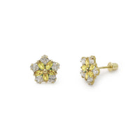Flowery Star Birthstone Earrings (14K)