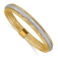 Lightweight Fancy Two-Toned Textured Bracelet (14K) Popular Jewelry New York