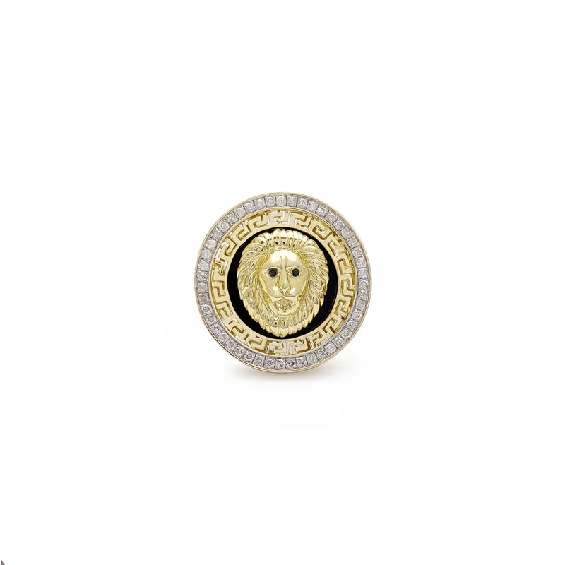 Lion Head Greek-key Ring (10K) Popular Jewelry New York