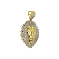 Lion Head CZ Pendant (14K).