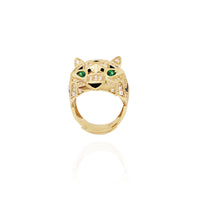 Iced-Out Poly-Leopard Ring (14K)